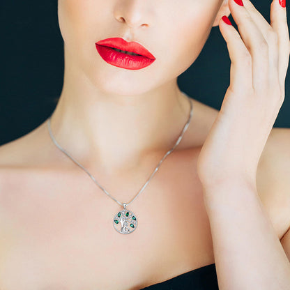 EMKOSUNG 18K Gold Plated Light Luxury Lifetree Birthstone Heart  Necklaces for Women