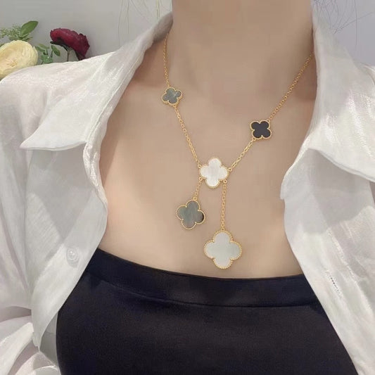 EMKOSUNG 18K Gold  Plated 6 Flowers Four Leaf Clover Necklaces for Women