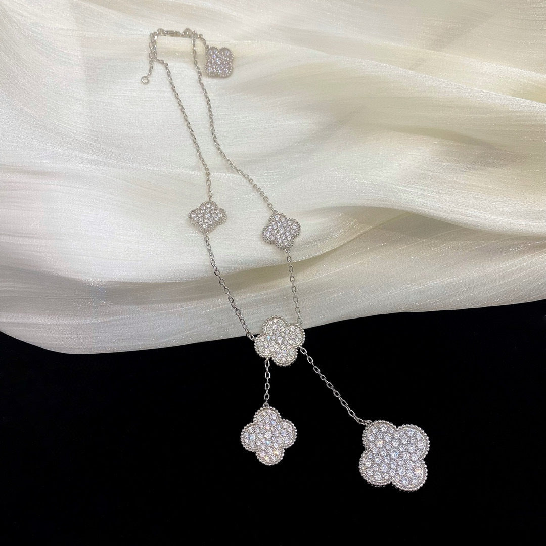 EMKOSUNG 18K Gold  Plated  6 Flowers Four Leaf Clover Necklaces for Women