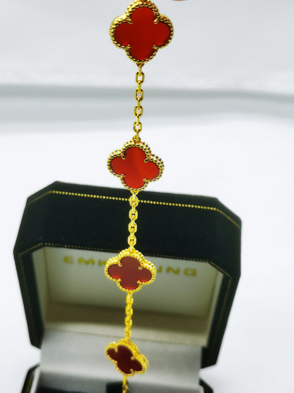 EMKOSUNG 18K Gold  Plated  Four Leaf Clover Bracelets for Women