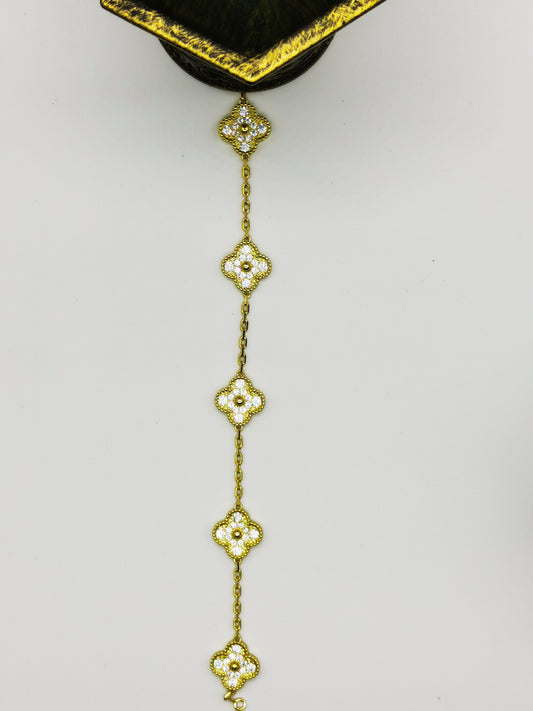 EMKOSUNG 18K Gold  Plated  Four Leaf Clover Bracelets for Women