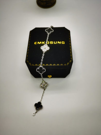 EMKOSUNG 18K Gold  Plated  Four Leaf Clover Bracelets for Women