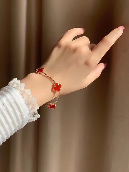 EMKOSUNG 18K Gold  Plated  Four Leaf Clover Bracelets for Women