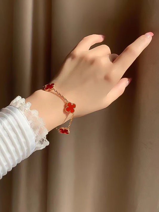 EMKOSUNG 18K Gold  Plated  Four Leaf Clover Bracelets for Women