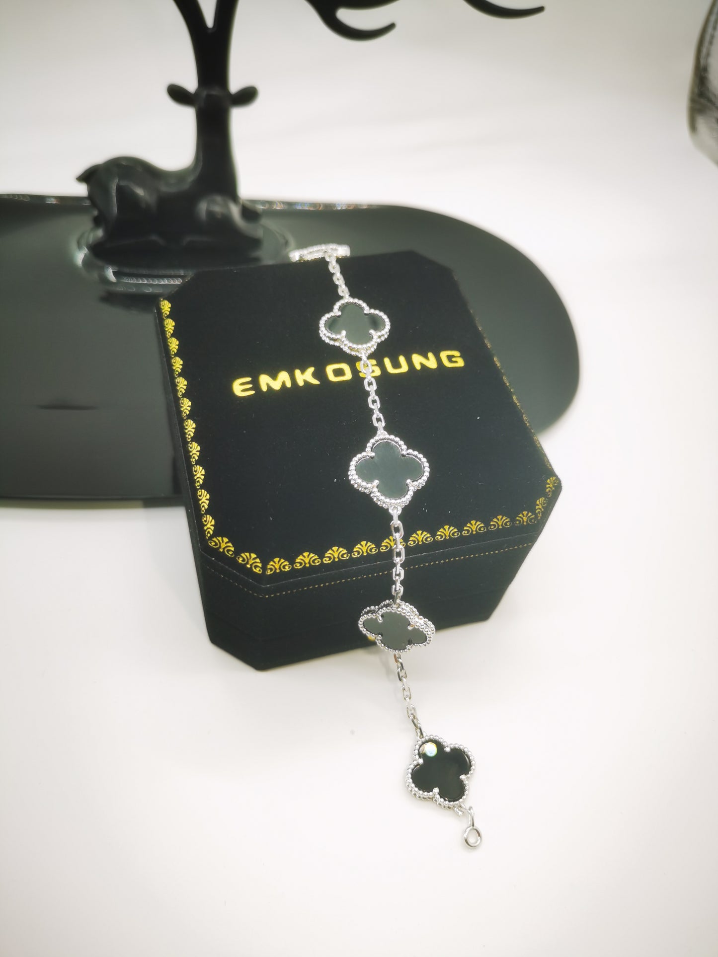 EMKOSUNG 18K Gold  Plated  Four Leaf Clover Bracelets for Women