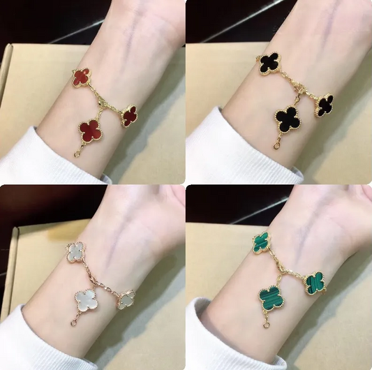 EMKOSUNG 18K Gold  Plated  Four Leaf Clover Bracelets for Women