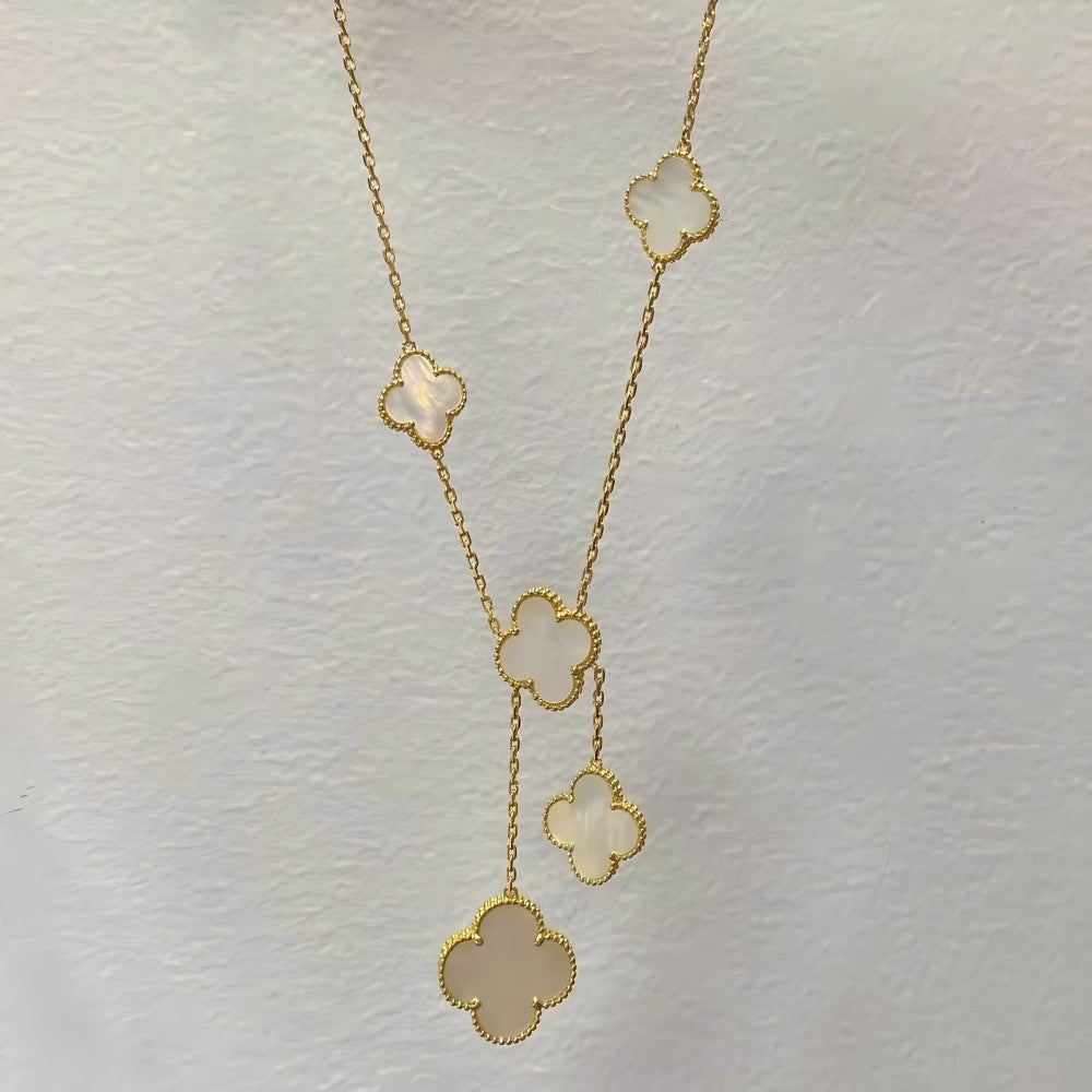 EMKOSUNG 18K Gold  Plated  6 Flowers Four Leaf Clover Necklaces for Women