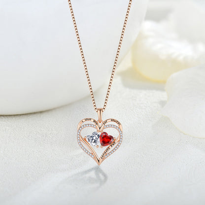 EMKOSUNG 18K Gold Plated Light Luxury Double Heart 12 Birthstone  Necklaces for Women