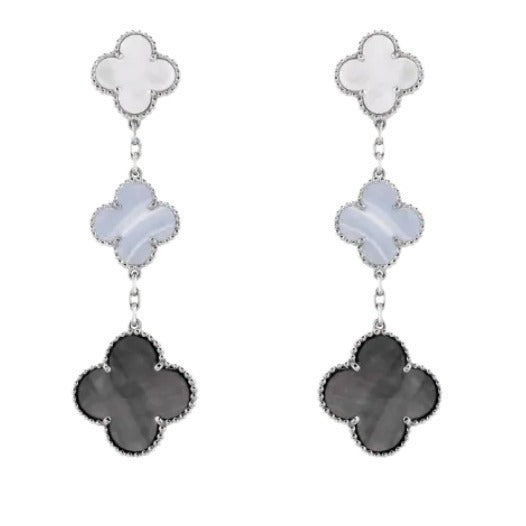 EMKOSUNG 18K Gold  Plated 3 Flowers Four Leaf Clover Earrings for Women