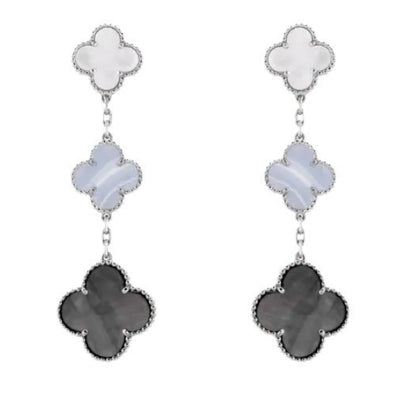 EMKOSUNG 18K Gold  Plated 3 Flowers Four Leaf Clover Earrings for Women