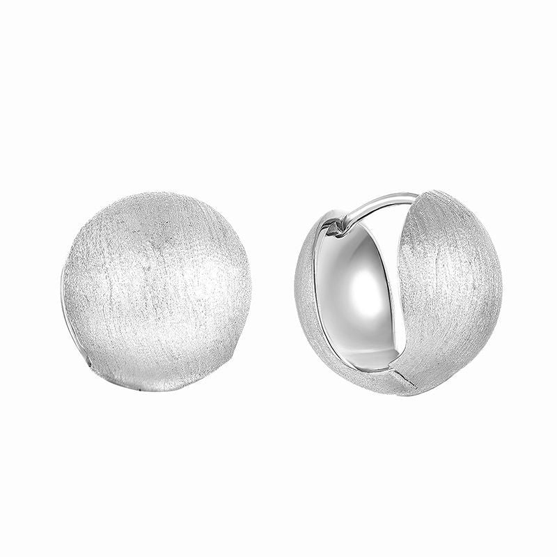 EMKOSUNG 18K Gold  Plated Round Brushed Silver Earrings for Women