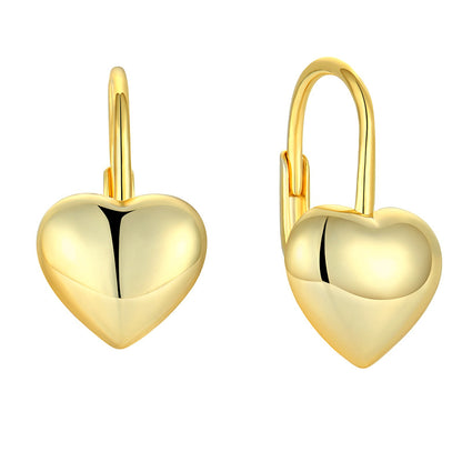 EMKOSUNG 18K Gold  Plated Heart Shaped Silver Earrings for Women