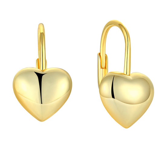 EMKOSUNG 18K Gold  Plated Heart Shaped Silver Earrings for Women