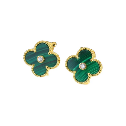 EMKOSUNG 18K Gold  Plated  Single Flowers Four Leaf Clover Earrings for Women