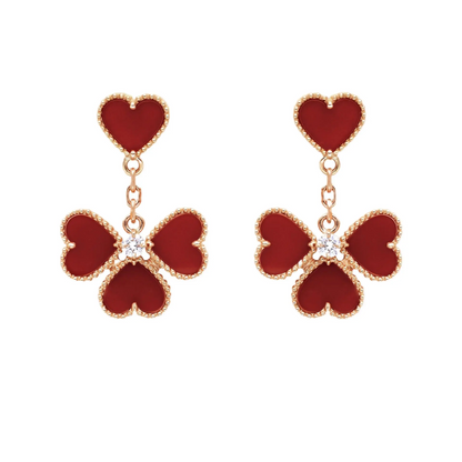 EMKOSUNG 18K Gold  Plated 4 Heart Four Leaf Clover Earrings for Women