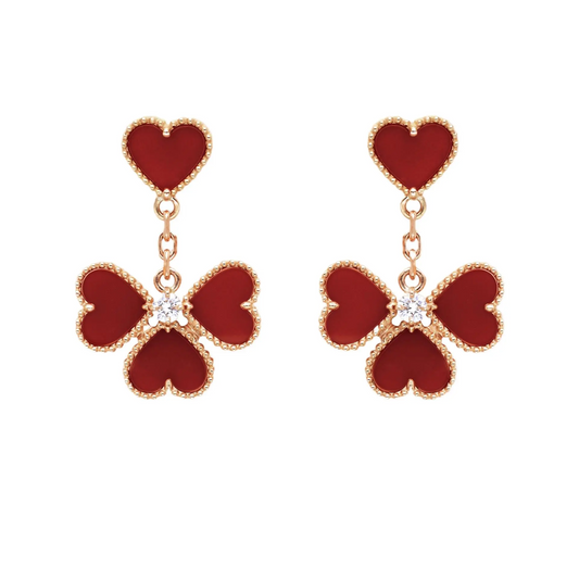 EMKOSUNG 18K Gold  Plated 4 Heart Four Leaf Clover Earrings for Women