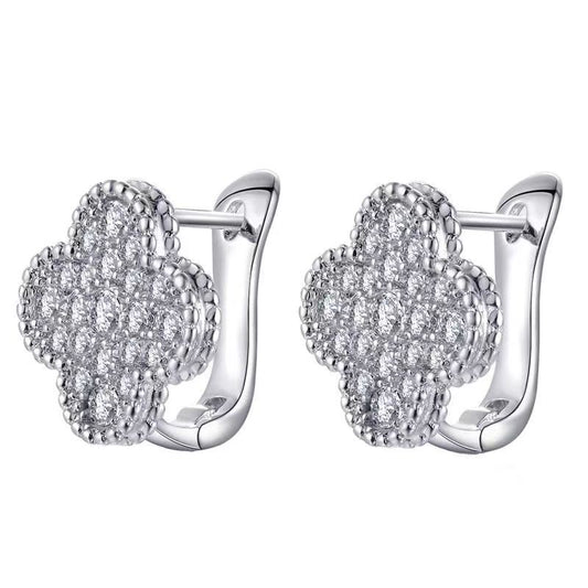 EMKOSUNG 18K Gold  Plated  Single Flowers Four Leaf Clover Earrings for Women