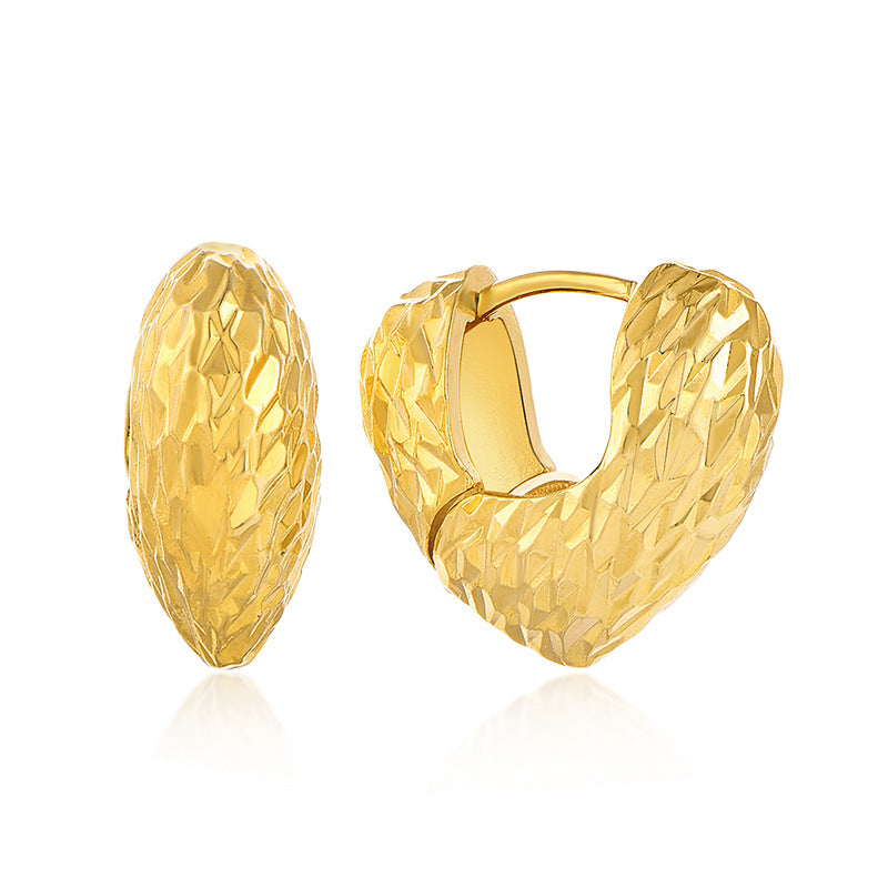 EMKOSUNG 18K Gold  Plated Round Brushed Silver Earrings for Women