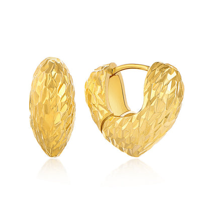 EMKOSUNG 18K Gold  Plated Round Brushed Silver Earrings for Women