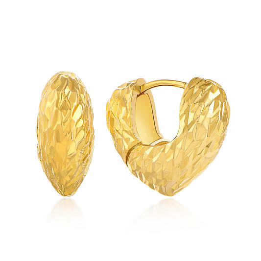 EMKOSUNG 18K Gold  Plated Round Brushed Silver Earrings for Women