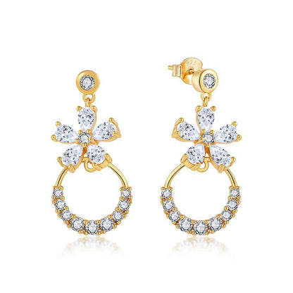 EMKOSUNG 18K Gold  Plated  Light Luxury Silver Earrings for Women