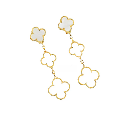 EMKOSUNG 18K Gold  Plated 3 Flowers Four Leaf Clover Earrings for Women