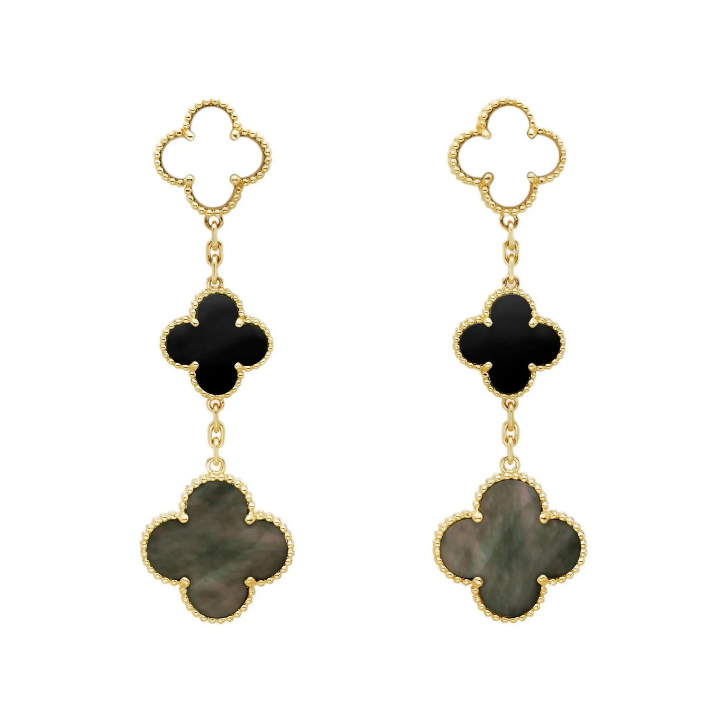 EMKOSUNG 18K Gold  Plated 3 Flowers Four Leaf Clover Earrings for Women