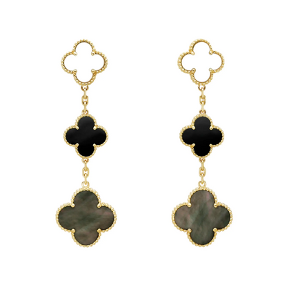 EMKOSUNG 18K Gold  Plated 3 Flowers Four Leaf Clover Earrings for Women