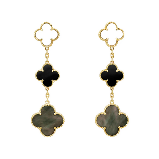 EMKOSUNG 18K Gold  Plated 3 Flowers Four Leaf Clover Earrings for Women
