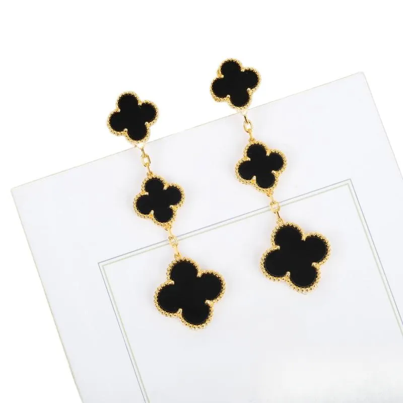 EMKOSUNG 18K Gold  Plated 3 Flowers Four Leaf Clover Earrings for Women