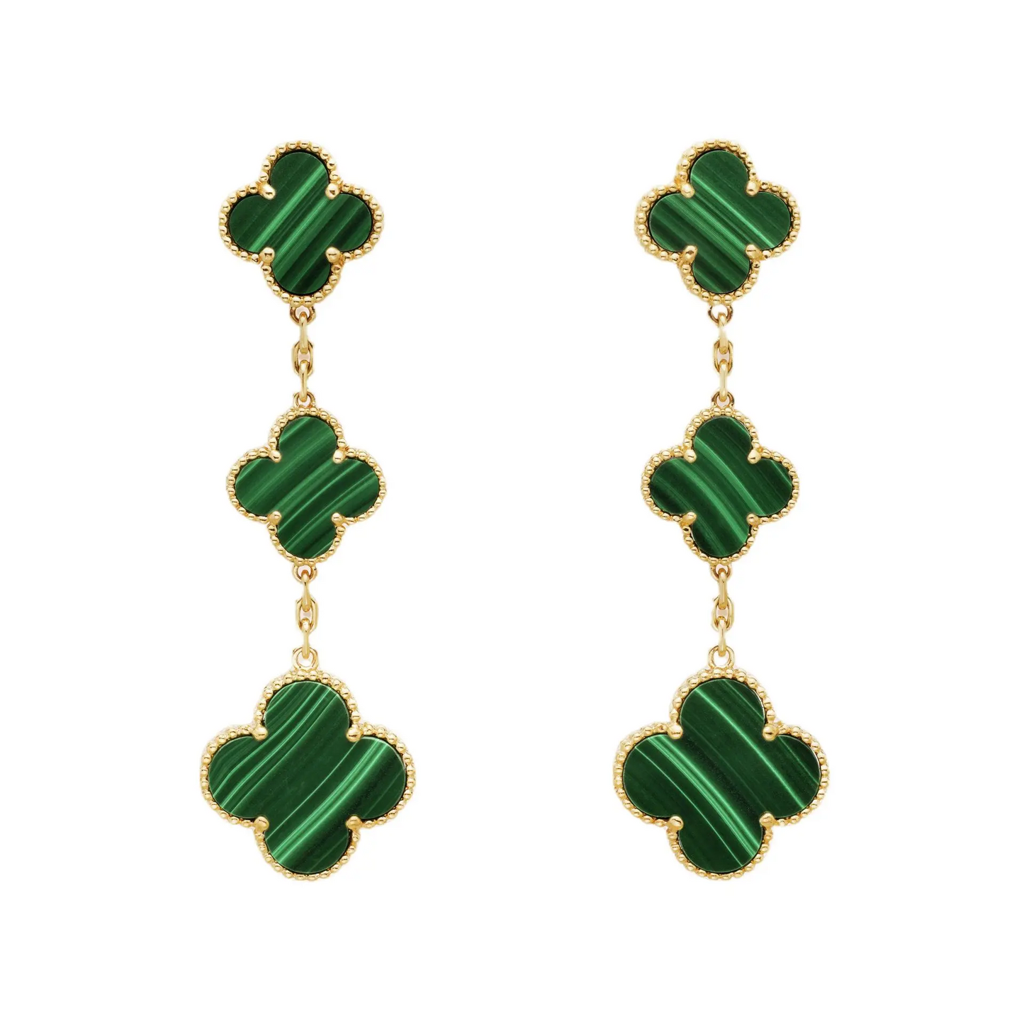 EMKOSUNG 18K Gold  Plated 3 Flowers Four Leaf Clover Earrings for Women