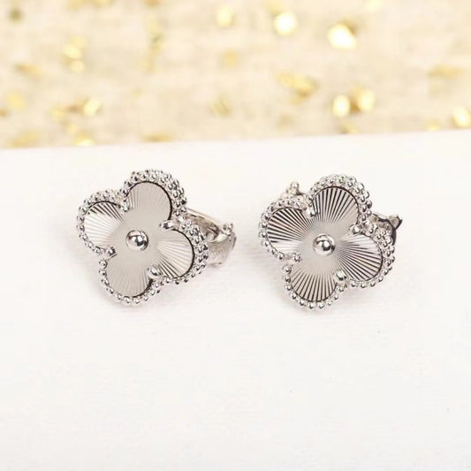 EMKOSUNG 18K Gold  Plated  Single Flowers Four Leaf Clover Earrings for Women