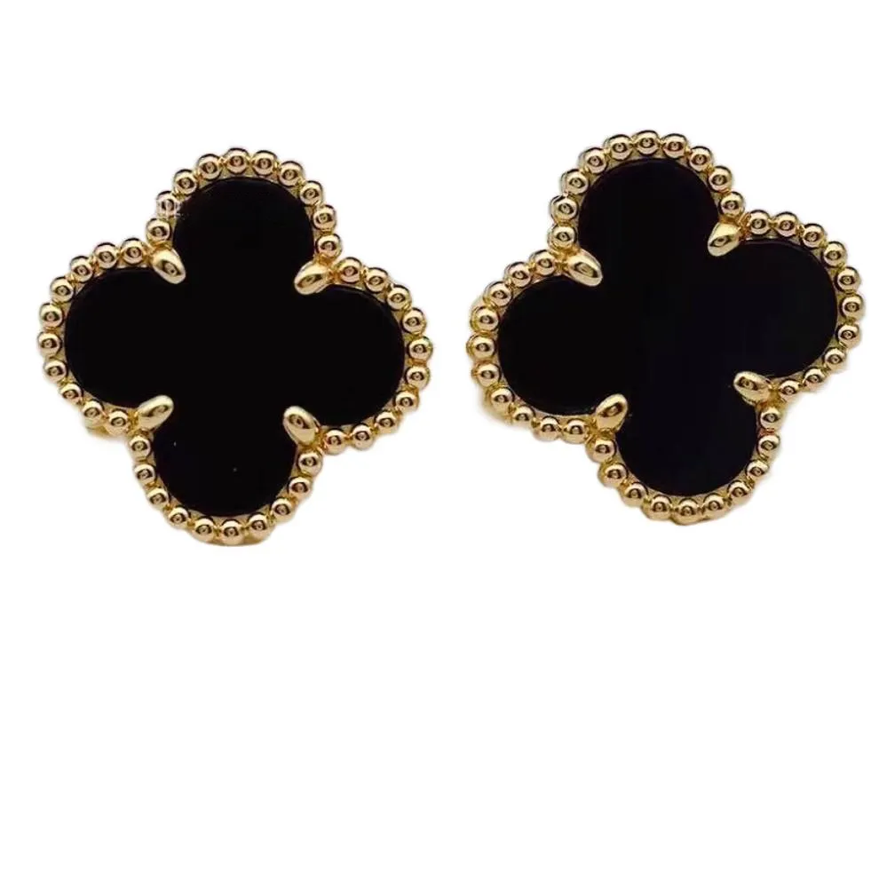 EMKOSUNG 18K Gold  Plated  Single Flowers Four Leaf Clover Earrings for Women