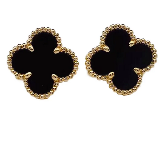EMKOSUNG 18K Gold  Plated  Single Flowers Four Leaf Clover Earrings for Women