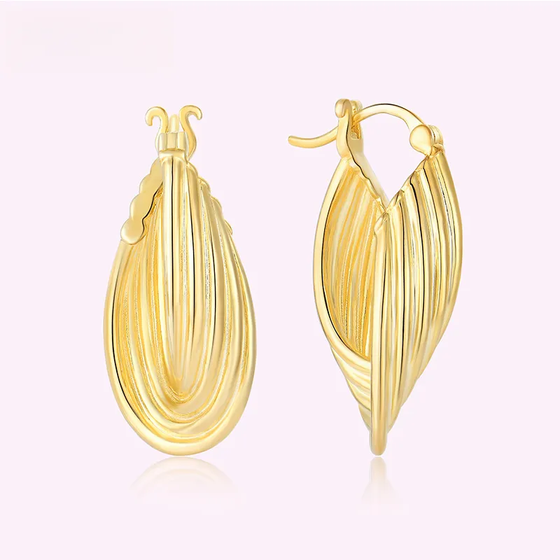 EMKOSUNG 18K Gold  Plated  Light Luxury Silver Earrings for Women