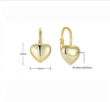 EMKOSUNG 18K Gold  Plated Heart Shaped Silver Earrings for Women
