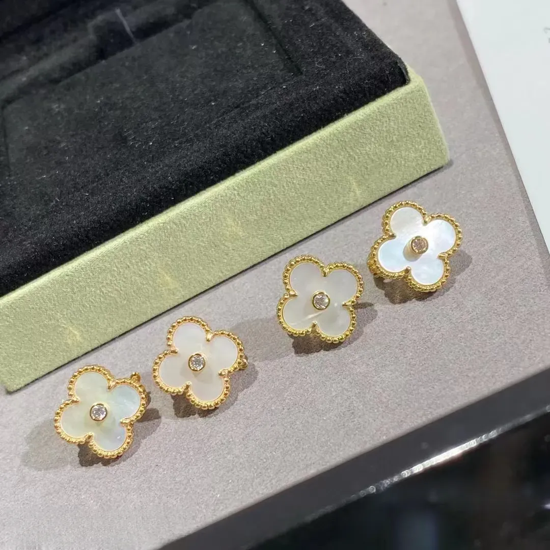 EMKOSUNG 18K Gold  Plated  Single Flowers Four Leaf Clover Earrings for Women