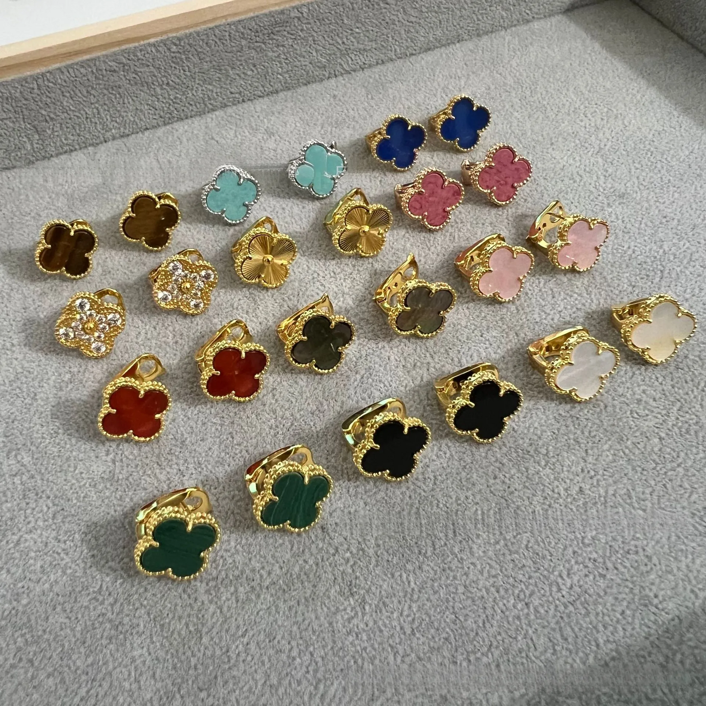 EMKOSUNG 18K Gold  Plated  Single Flowers Four Leaf Clover Earrings for Women