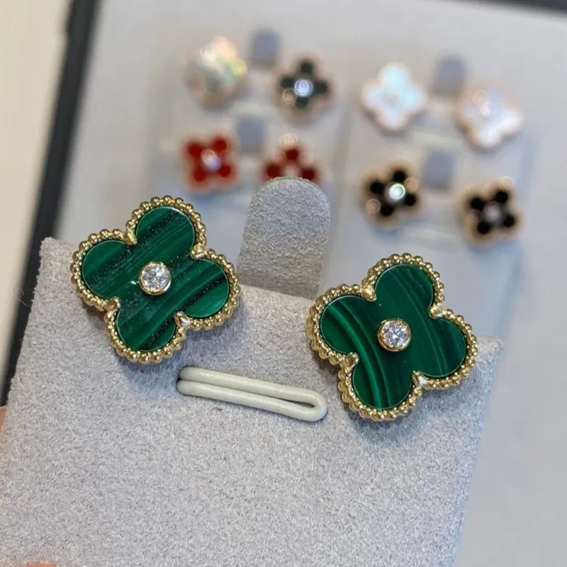 EMKOSUNG 18K Gold  Plated  Single Flowers Four Leaf Clover Earrings for Women