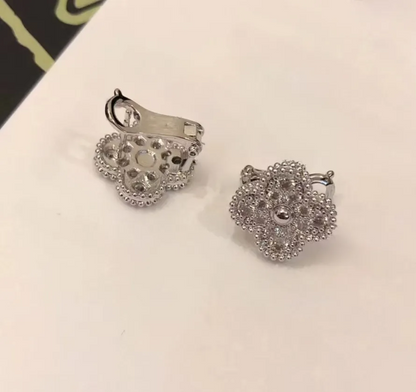 EMKOSUNG 18K Gold  Plated  Single Flowers Four Leaf Clover Earrings for Women