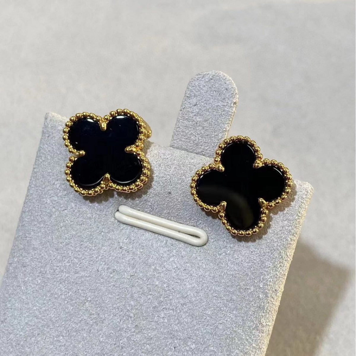 EMKOSUNG 18K Gold  Plated  Single Flowers Four Leaf Clover Earrings for Women