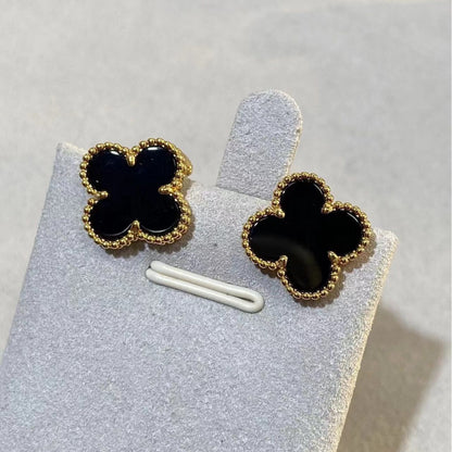 EMKOSUNG 18K Gold  Plated  Single Flowers Four Leaf Clover Earrings for Women