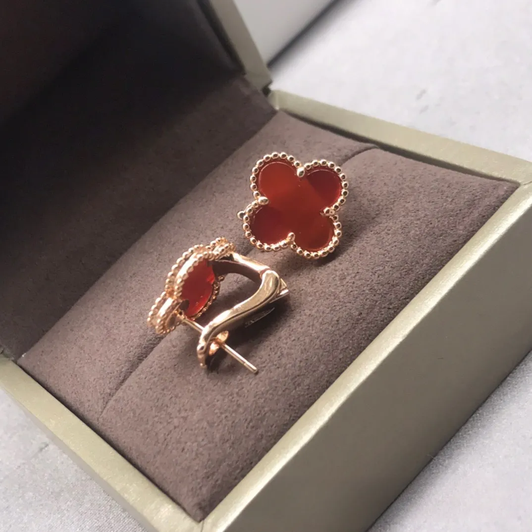 EMKOSUNG 18K Gold  Plated  Single Flowers Four Leaf Clover Earrings for Women