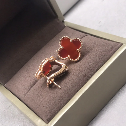 EMKOSUNG 18K Gold  Plated  Single Flowers Four Leaf Clover Earrings for Women