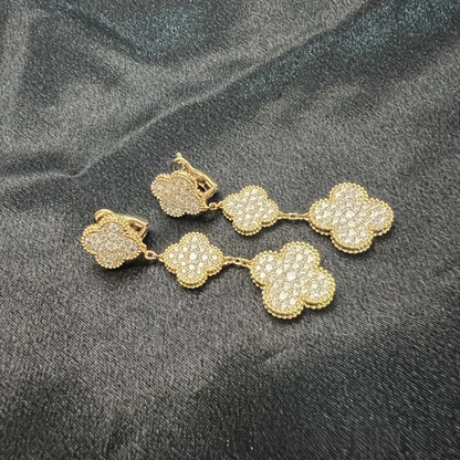 EMKOSUNG 18K Gold  Plated 3 Flowers Four Leaf Clover Earrings for Women