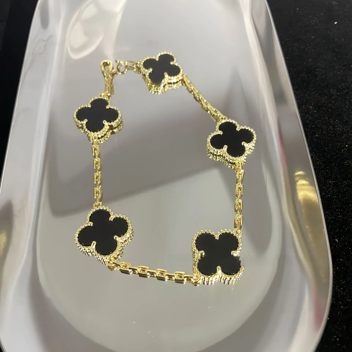 EMKOSUNG 18K Gold  Plated  Four Leaf Clover Bracelets for Women