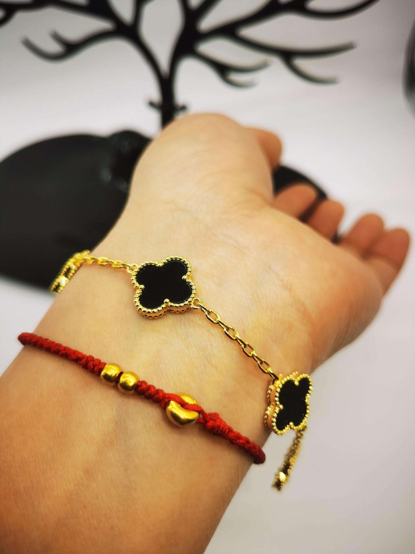 EMKOSUNG 18K Gold  Plated  Four Leaf Clover Bracelets for Women