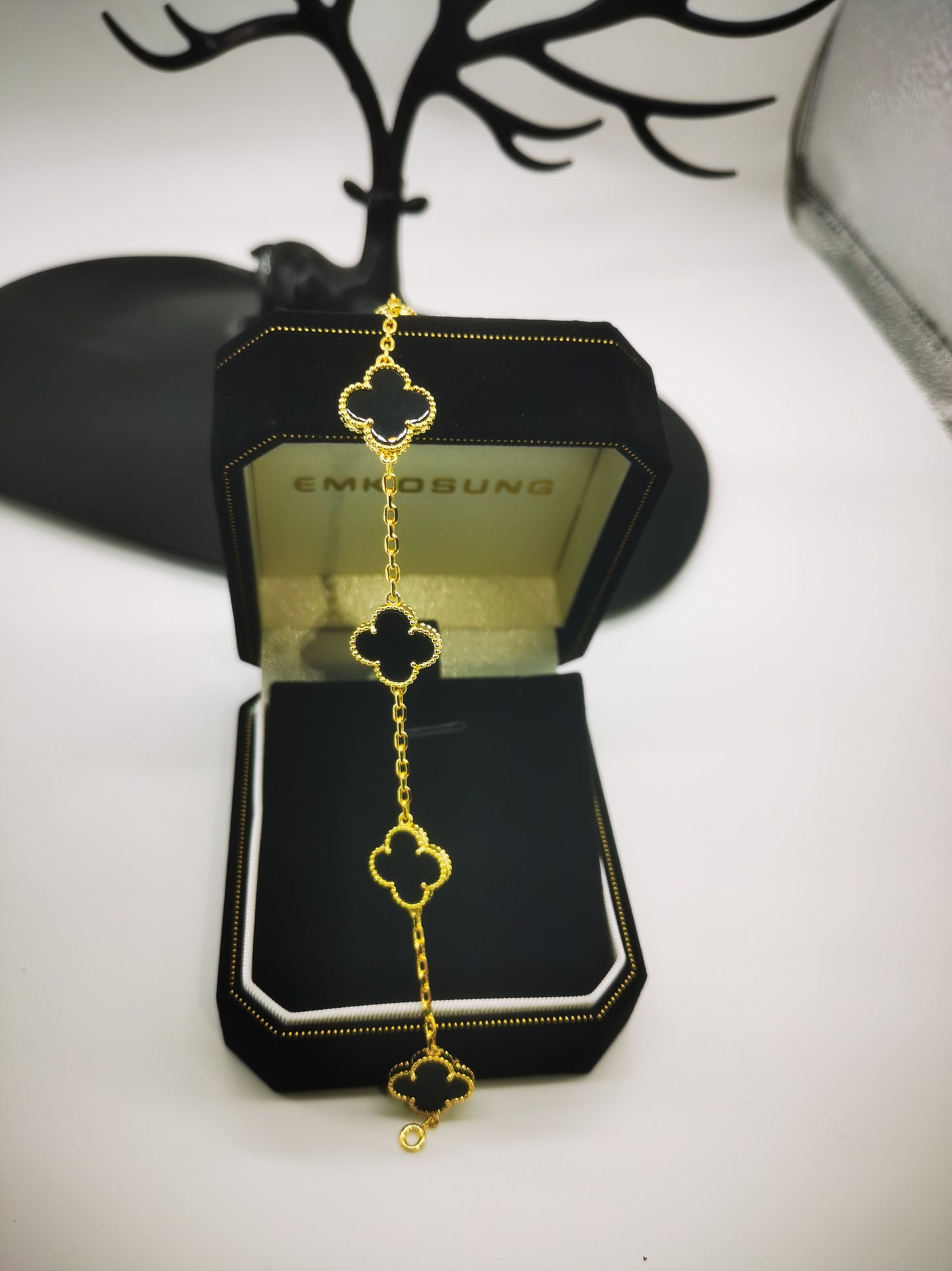 EMKOSUNG 18K Gold  Plated  Four Leaf Clover Bracelets for Women