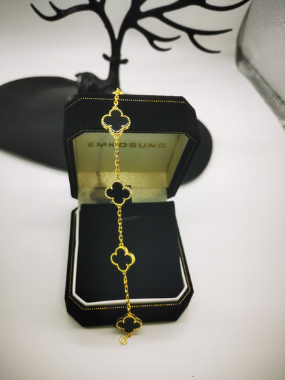 EMKOSUNG 18K Gold  Plated  Four Leaf Clover Bracelets for Women