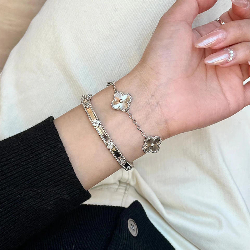 EMKOSUNG 18K Gold  Plated  Four Leaf Clover Bracelets for Women